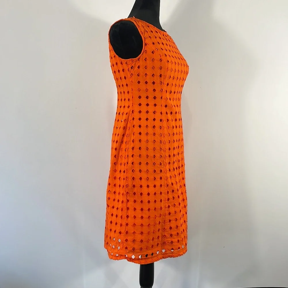 Nine West Orange Eyelet Dress, Sleeveless, Size 4 - Picture 6 of 14